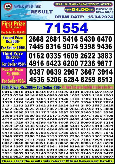 dear 100 fawn monday weekly lottery result|Dear 100 Fawn Monday Weekly Lottery 04:00 PM Result .